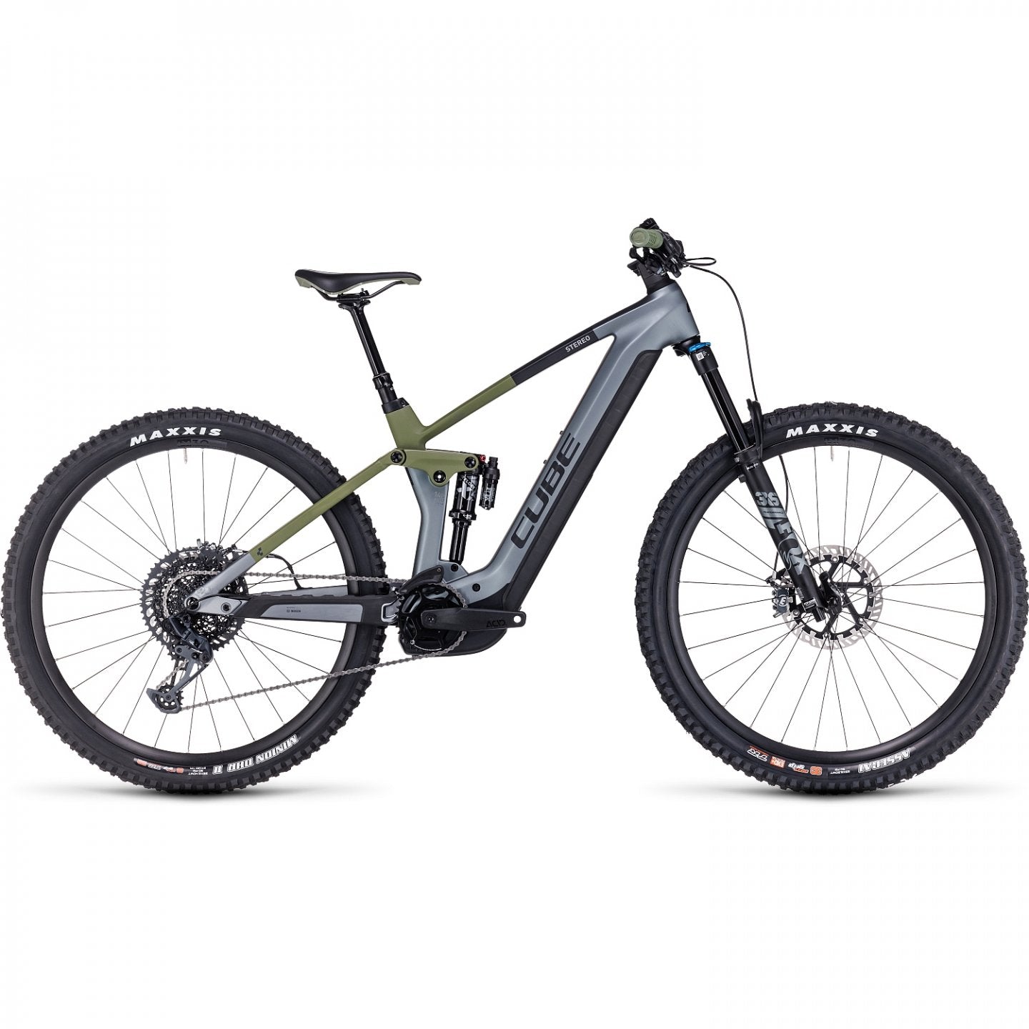 CUBE Mountainbike Elettrica Carbonio - STEREO HYBRID 140 HPC TM 750 - 2023 - flashgrey / olive